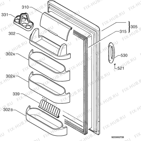 Взрыв-схема холодильника Electrolux ER7426C - Схема узла Door 003